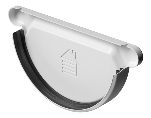 Заглушка желоба D125 Döcke STAL PREMIUM Пломбир, (RAL 9010) купить в Сергиевом Посаде