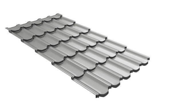 Металлочерепица квинта плюс с 3D резом 0,45 PE RAL 9006 бело-алюминиевый купить в Сергиевом Посаде