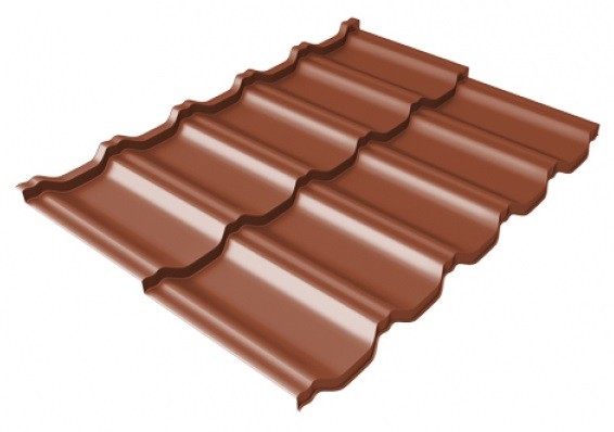 Металлочерепица модульная Квинта Uno Grand Line c 3D резом 0,5 Satin Мatt RAL 8004 терракота купить в Сергиевом Посаде