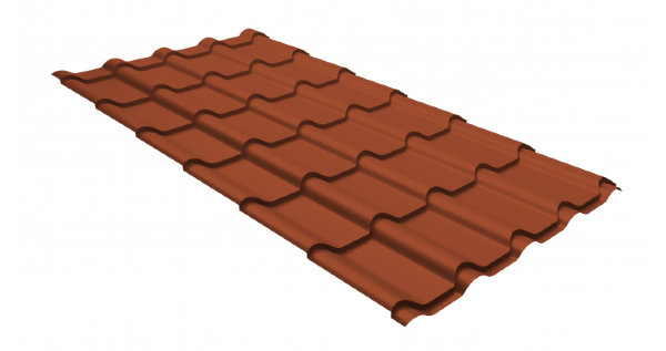 Металлочерепица камея GL 0,5 GreenCoat Pural Matt RR 750 кирпично-красный (RAL 8004 терракота) купить в Сергиевом Посаде