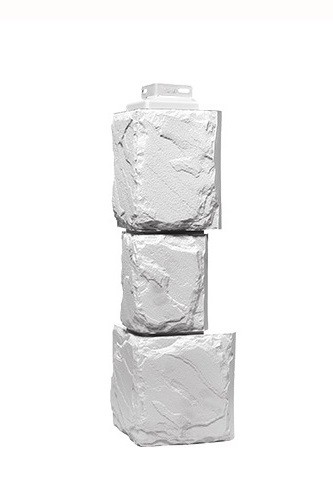 Угол Фасайдинг Серия «Камень крупный»  Мелованный белый купить в Сергиевом Посаде